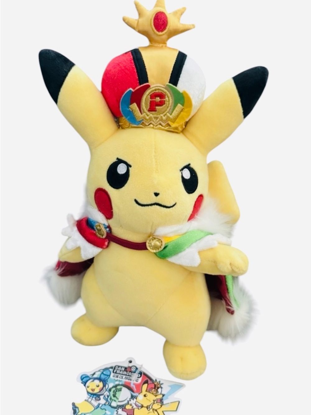 Yellow Pikachu Plush Toy with Crown and Cape - Official Licensed Character
